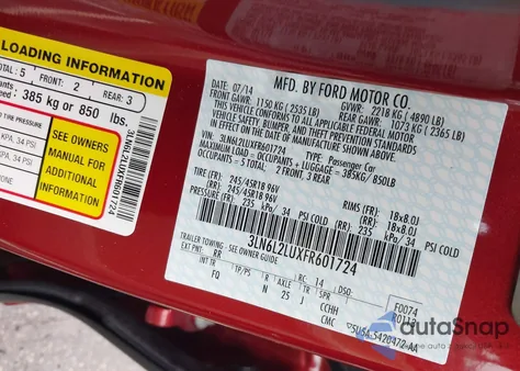 2015 Lincoln Mkz из США, поврежденный, VIN 3LN6L2LUXFR601724